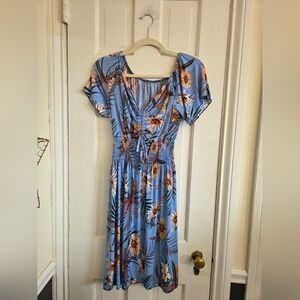 Tropical Floral Maxi Dress in Blue